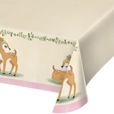 CREATIVE CONVERTING Little Deer Birthday Paper Tablecloth, 102"x54", 6PK 350482